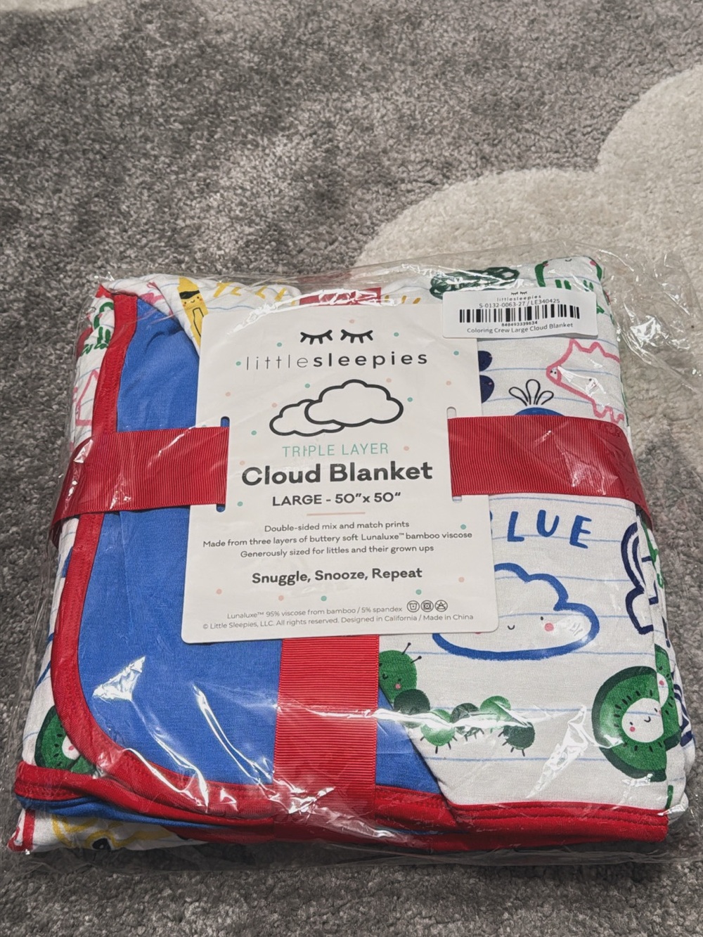 Little Sleepies Triple Layer Cloud Blanket Coloring crew print
